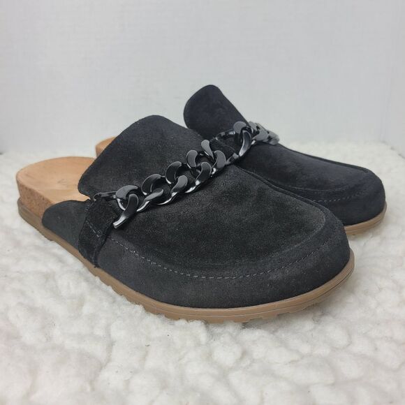 Vionic Georgie Women's Size 7.5 Slip On Mule Shoes Black Suede Accent Chain - Picture 1 of 10